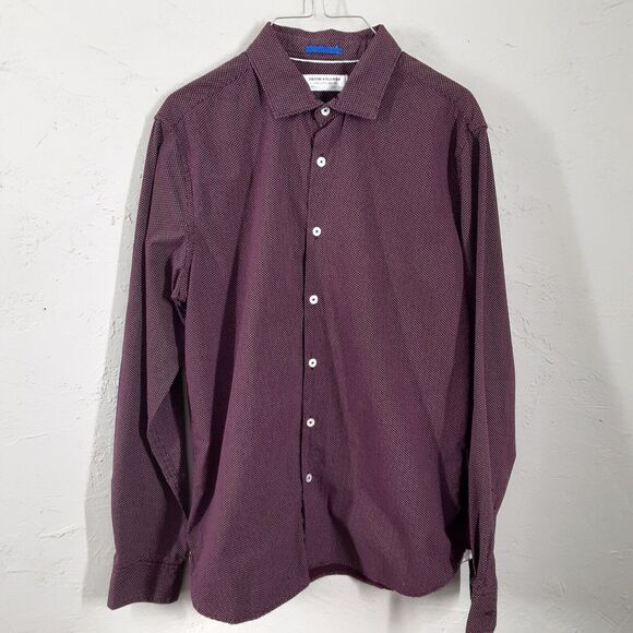 Denim & Flower Adult Mens L Large Maroon Button Up Long Sleeve - Picture 1 of 7